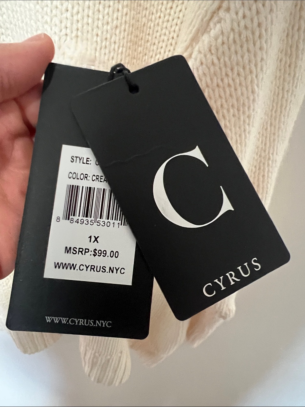 NWT! CYRUS Oversized Cream Pom-Pom Crewneck Sweater - Picture 5 of 8